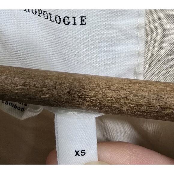 Anthropologie Jacket Womens XS Cream Crushed Velvet Quilted Shacket Shirt Button - Picture 4 of 12